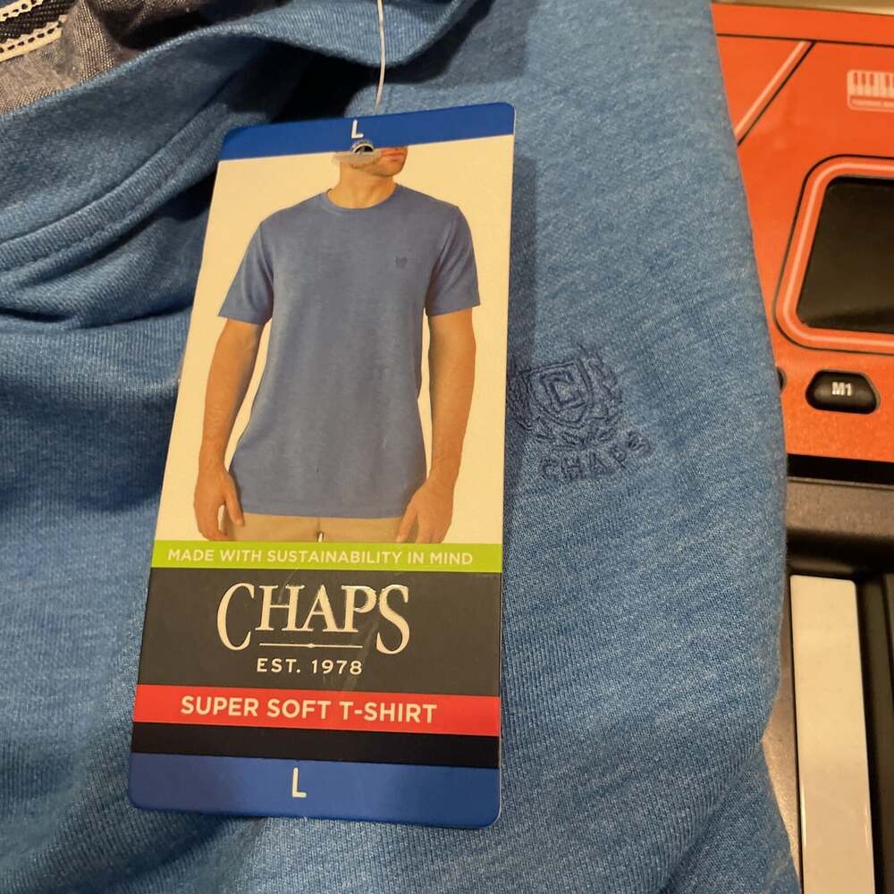 CHAPS Super Soft Short Sleeve Crewneck Tee Shirt BLUE Men's Sz Large